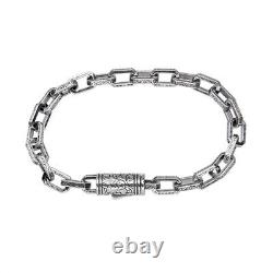 Collier en maillons rectangulaires en argent sterling 925 de 6,5 mm pour hommes, bijou vintage punk, cadeau.