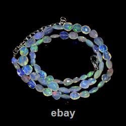 Collier en perles de nuggets facettés en opale blanche éthiopienne en argent 925, Collier en opale