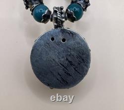 Collier en perles de turquoise en argent sterling 925 vintage de style artisanal