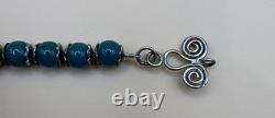 Collier en perles de turquoise en argent sterling 925 vintage de style artisanal