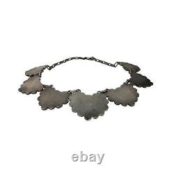 Collier éventail vintage en argent sterling mexicain Taxco oxydé 15.5 fabriqué au Mexique