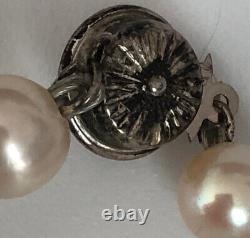Collier fin à trois rangs en perles roses authentiques en argent sterling vintage