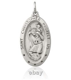 Collier médaille Saint Christophe en argent sterling 925