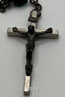 Collier pendentif croix en argent sterling antique fait main vintage des anciens argentiers italiens