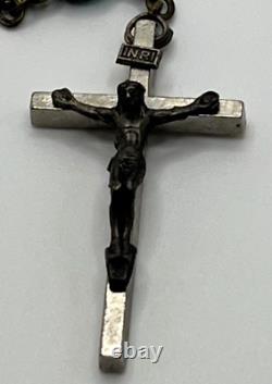 Collier pendentif croix en argent sterling antique fait main vintage des anciens argentiers italiens