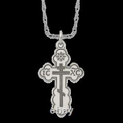 Collier pendentif de croix orthodoxe orientale vintage en argent sterling 925