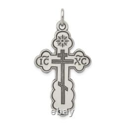 Collier pendentif de croix orthodoxe orientale vintage en argent sterling 925