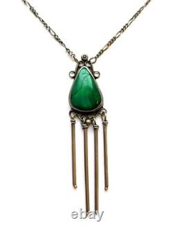 Collier pendentif en argent sterling vintage Navajo avec grande malachite, 18 pouces Collier pendentif en argent sterling vintage Navajo avec grande malachite, 18 pouces