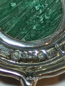 Collier pendentif en turtle en malachite vintage Carolyn Pollack en argent sterling 925 Relios
