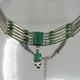 Collier Ras Du Cou En Argent Sterling 925 Liquide Avec Malachite Vintage 15 Amérindien