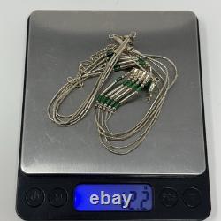 Collier ras du cou en argent sterling 925 liquide avec malachite vintage 15 Amérindien