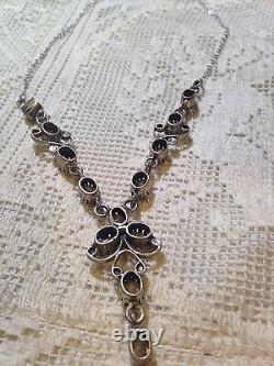 Collier ras du cou en argent sterling 925 vintage avec véritable zircone cubique