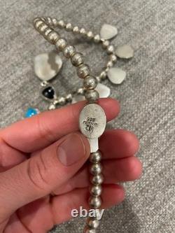 Collier suspendu déclaration en argent sterling 925 Mexique CII vintage avec plusieurs pierres précieuses