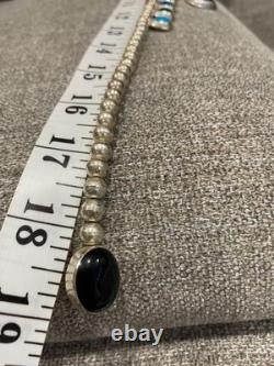 Collier suspendu déclaration en argent sterling 925 Mexique CII vintage avec plusieurs pierres précieuses