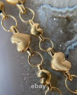 Collier unisexe en forme de cœur, style rétro, avec chaîne à maillons en or jaune 14 carats.