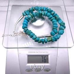 Collier vintage Zuni amérindien en turquoise et argent sterling perlé 22