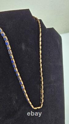 Collier vintage en argent 950 et lapis-lazuli de 18 pouces
