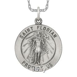 Collier vintage en argent sterling 925 avec pendentif de saint Florian