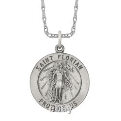 Collier vintage en argent sterling 925 avec pendentif de saint Florian