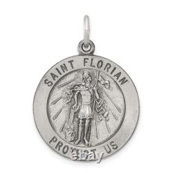 Collier vintage en argent sterling 925 avec pendentif de saint Florian