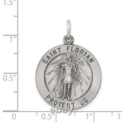 Collier vintage en argent sterling 925 avec pendentif de saint Florian