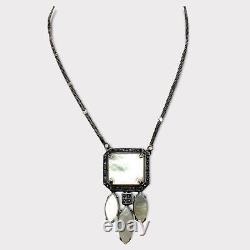 Collier vintage en argent sterling 925 avec perles et marcassite de 19 pouces 5366