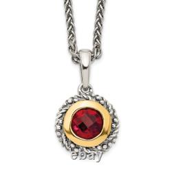 Collier vintage en argent sterling 925 de 18 pouces avec des garnets rouges en damier rond