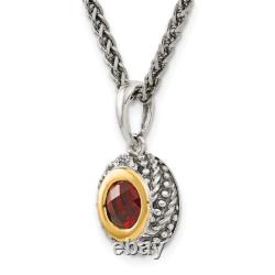 Collier vintage en argent sterling 925 de 18 pouces avec des garnets rouges en damier rond