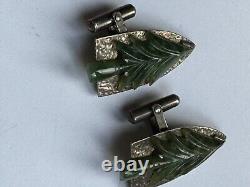 Cufflinks Vintage en Jade et Argent Sterling de MING