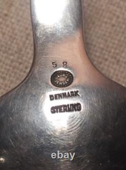 Cuillère ornementale #58 en argent sterling vintage Georg Jensen Danemark 7,75 pouces