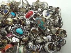 D 100 Gram Assortiment Sterling 925 Silver Ring Lot Vente En Gros Vintage-now