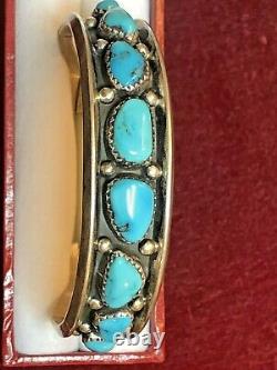 Domaine Vintage En Argent Sterling Cuff Bracelet Turquoise Amérindien Signé Hn