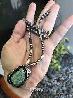 Doux! Collier Vintage Navajo Southwestern Sterling Silver & Turquoise Pendentif