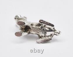ÉPINGLETTE RABBIT EN ARGENT STERLING VINTAGE COUSSIN 20ème Siècle