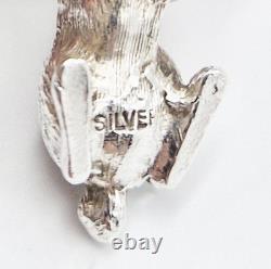 ÉPINGLETTE RABBIT EN ARGENT STERLING VINTAGE COUSSIN 20ème Siècle