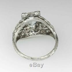 Edwardian Antique Vintage Fiançailles Anneau De Mariage 2 Ct Diamant 14k Or Blanc Fn