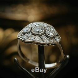 Edwardian Vintage Art Déco Bague De Fiançailles De Mariage 2.5 Ct Diamant Or 14k Plus