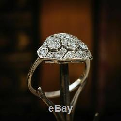 Edwardian Vintage Art Déco Bague De Fiançailles De Mariage 2.5 Ct Diamant Or 14k Plus