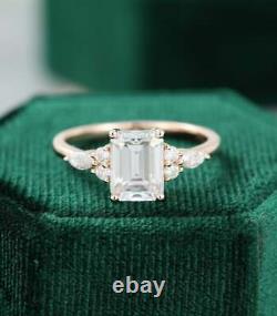 Emerald Diamant Vintage Unique Marquise Cluster Rose Bague En Argent Lab Created