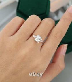 Emerald Diamant Vintage Unique Marquise Cluster Rose Silver Ring Lab Créé