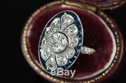 Engagement De Mariage Bague Vintage Art Déco 1.4ct Diamant Rond Argent 925
