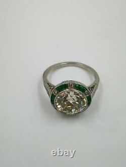 Engagement Vintage 2.6ct Diamond Art Déco Saphir 14k Or Blanc Sur Bague Halo