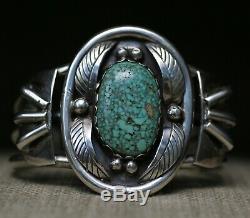 Énorme Vintage Amérindien Navajo Turquoise En Argent Sterling Bracelet