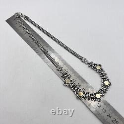 Énorme collier de bijoux vintage en argent sterling doré 925 pour femmes signé 42gr