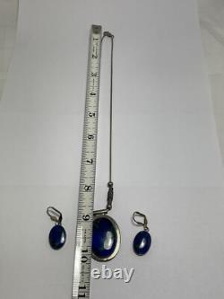 Ensemble de bijoux vintage en argent sterling avec turquoise : collier, pendentif, boucles d'oreilles