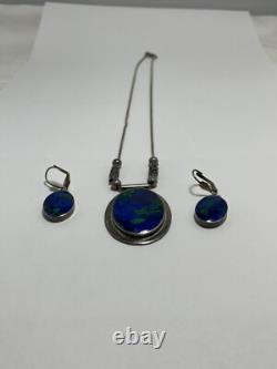 Ensemble de bijoux vintage en argent sterling avec turquoise : collier, pendentif, boucles d'oreilles