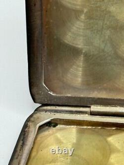 Étui à cigarettes vintage en argent sterling rayé avec intérieur doré monogrammé JHS