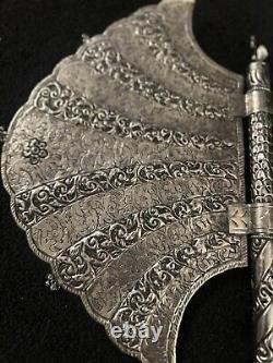 Éventail Vintage en Argent Fin Sterling de Maharaja Indien