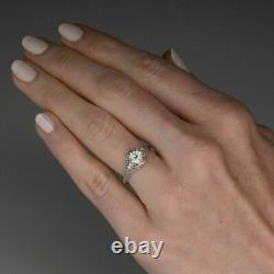 Filigree Vintage Victorian Edwardian Ring 2 Ct Round Diamond 14k Or Blanc Plus