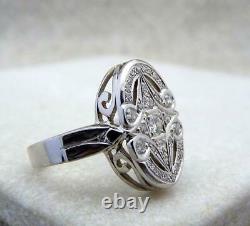 Fine Art Déco Vintage & Antique Wedding Ring 1.50 Ct Diamond 14k White Gold Over